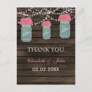 Barnwood roze bloemen metselaar potten Dank u noti Briefkaart