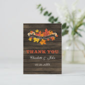 Barnwood Rustic Fall bruiloft Bedankt Briefkaart (Staand voorkant)