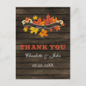 Barnwood Rustic Fall bruiloft Bedankt Briefkaart (Voorkant)