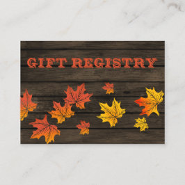 Barnwood Rustic Fall huwelijkscadeau register Informatiekaartje