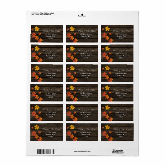 Barnwood Rustic Fall Wedding address label (Full Sheet)