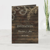 Barnwood, Rustic flourish bruiloft nodigt uit (Voorkant)
