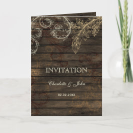 Barnwood, Rustic flourish bruiloft nodigt uit