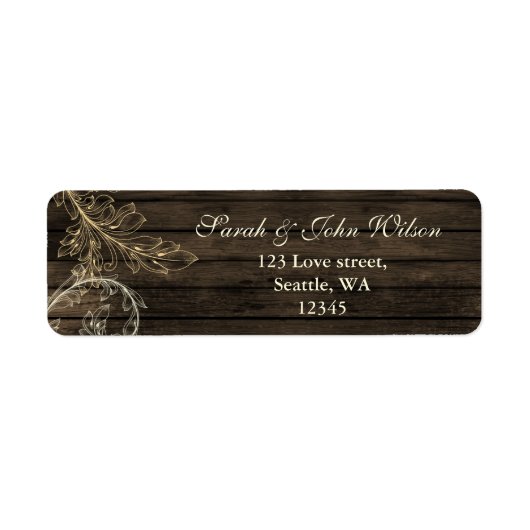 barnwood rustic flourish return address labels (Voorkant)