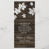 Barnwood Rustic Herfst bruiloft menukaarten Menu (Achterkant)