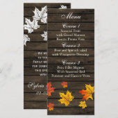 Barnwood Rustic Herfst bruiloft menukaarten Menu (Voorkant / Achterkant)