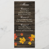 Barnwood Rustic Herfst bruiloft menukaarten Menu (Voorkant)