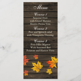 Barnwood Rustic Herfst bruiloft menukaarten Menu