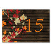 Barnwood Rustic, herfst laat trouwtafel nummers Kaart (Achterkant)