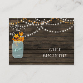 Barnwood Rustic herfst mason potjes gift registry Informatiekaartje
