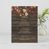 Barnwood Rustic, herfst verlaat bruiloft menu kaar (Staand voorkant)