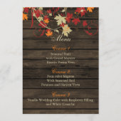 Barnwood Rustic, herfst verlaat bruiloft menu kaar (Voorkant)