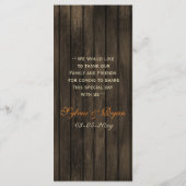 Barnwood Rustic, herfst verlaat bruiloft menu kaar (Achterkant)