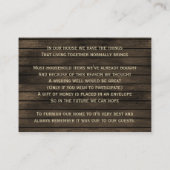Barnwood Rustic, herfst verlaat bruiloft wensen go Informatiekaartje (Achterkant)
