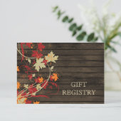 Barnwood Rustic, herfst verlaat huwelijkscadeau re Informatiekaartje (Staand voorkant)