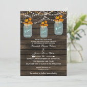 Barnwood, Rustic mason jar fall bruiloft nodigt ui Kaart (Staand voorkant)