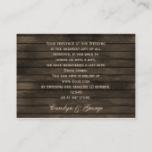 Barnwood Rustic Pijnbomen, winter cadeau register Informatiekaartje (Achterkant)