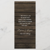 Barnwood Rustic Pine bomen, trouwmenkkaarten Menu (Achterkant)