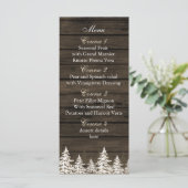 Barnwood Rustic Pine bomen, trouwmenkkaarten Menu (Staand voorkant)