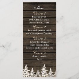 Barnwood Rustic Pine bomen, trouwmenkkaarten Menu