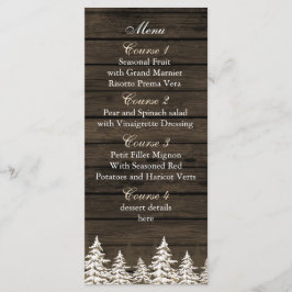 Barnwood Rustic Pine bomen, trouwmenkkaarten Menu