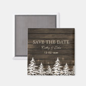 Barnwood Rustic Pine bomen, winter sparen de Datum Magneet (Voorkant / Achterkant)