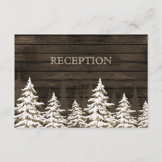 Barnwood Rustic Pine bomen winterreceptie uitnodig Informatiekaartje (Voorkant)