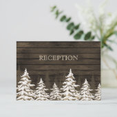 Barnwood Rustic Pine bomen winterreceptie uitnodig Informatiekaartje (Staand voorkant)