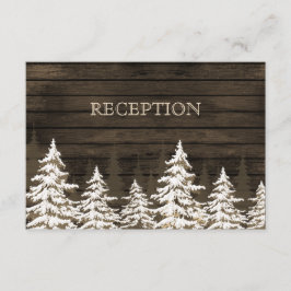 Barnwood Rustic Pine bomen winterreceptie uitnodig Informatiekaartje