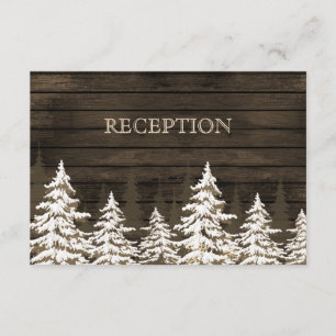 Barnwood Rustic Pine bomen winterreceptie uitnodig Informatiekaartje