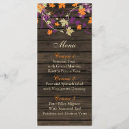 Barnwood Rustic pruim val bladeren bruiloft menuka Menu