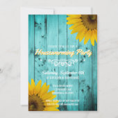 Barnwood Rustic Sunflower Blauwgroen Housewarming  Kaart (Voorkant)