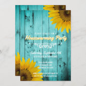 Barnwood Rustic Sunflower Blauwgroen Housewarming  Kaart (Voorkant / Achterkant)