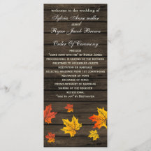 Barnwood rustieke herfst bruiloft programma's thee