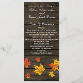 Barnwood rustieke herfst bruiloft programma's thee