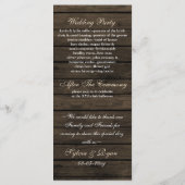 Barnwood Rustieke Pijnbomen, winter bruiloft progr Programmakaart (Achterkant)