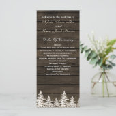 Barnwood Rustieke Pijnbomen, winter bruiloft progr Programmakaart (Staand voorkant)