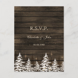 Barnwood Rustieke Pijnbomen, winterbos rsvp Uitnodiging Briefkaart