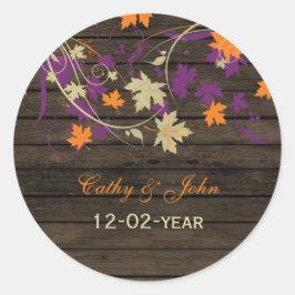 Barnwood Rustieke pruim val bruiloft gunst sticker