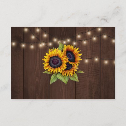 Barnwood rustieke zonnebloemen bruiloft gastgegeve informatiekaartje (Achterkant)