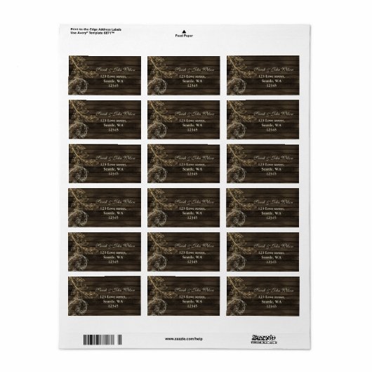 barnwood rustige floure adresetiketten etiket (Full Sheet)