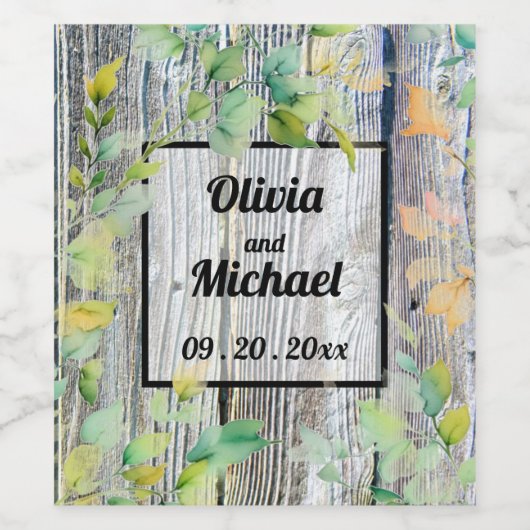 Barnwood script botanische roze waterverf wijn etiket (Enkel label)