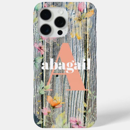 Barnwood script botanische waterverf bloemen Case-Mate iPhone case (Achterkant)