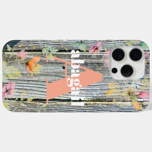 Barnwood script botanische waterverf bloemen Case-Mate iPhone case (Achterkant (horizontaal))