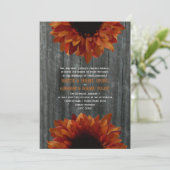 Barnwood & Sunflower Fall Wedding Invitation Kaart (Staand voorkant)