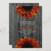 Barnwood & Sunflower Fall Wedding Invitation Kaart (Voorkant / Achterkant)