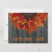 Barnwood & Sunflower Fall Wedding Save the Date (Voorkant)
