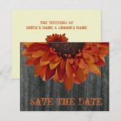 Barnwood & Sunflower Fall Wedding Save the Date (Voorkant / Achterkant)