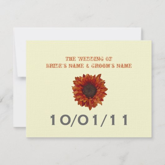 Barnwood & Sunflower Fall Wedding Save the Date (Achterkant)