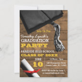Barnwood Tassel Gold Afstuderen Invitation Kaart (Voorkant)